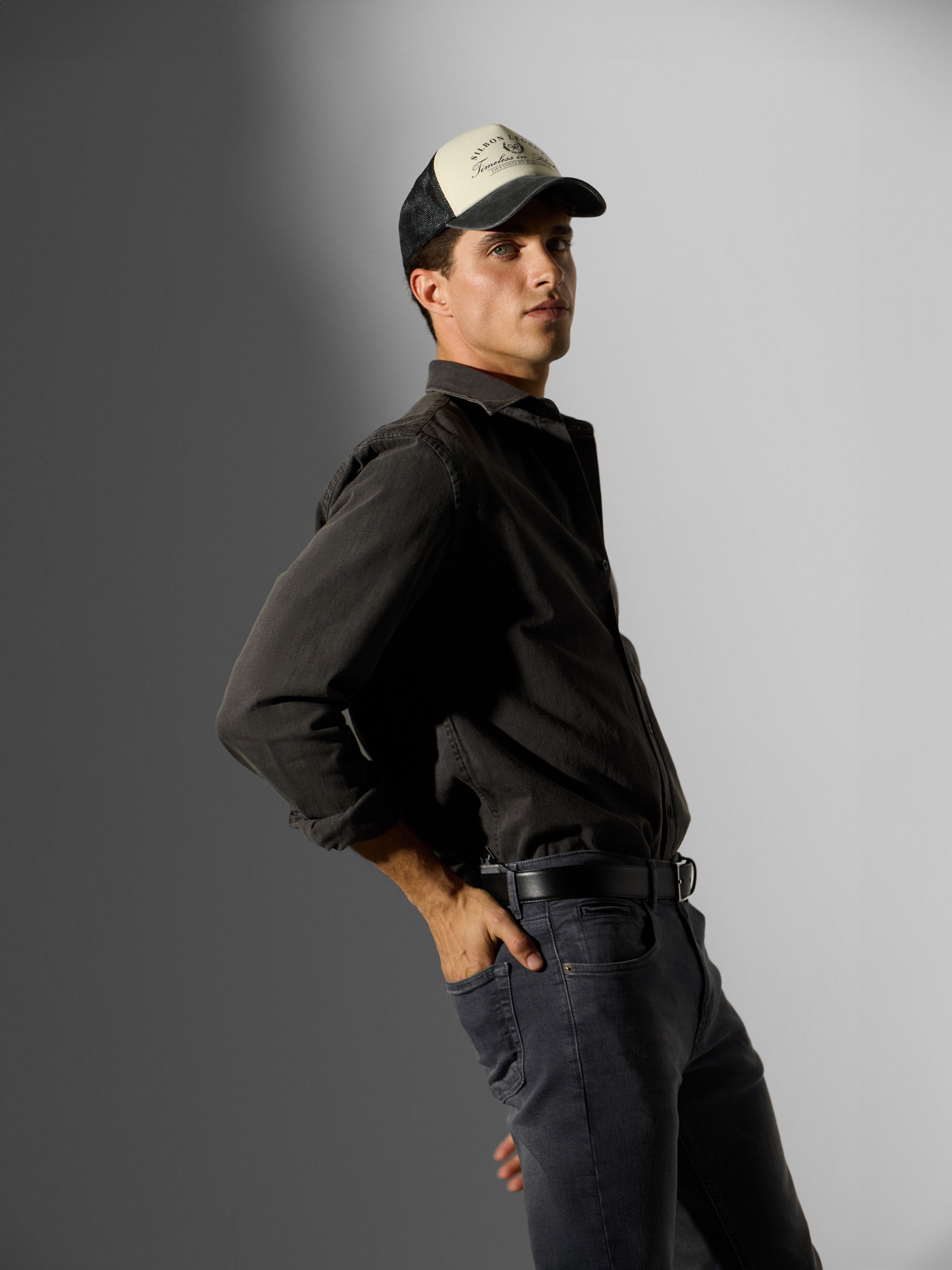 Camisa sport dark jeans gris