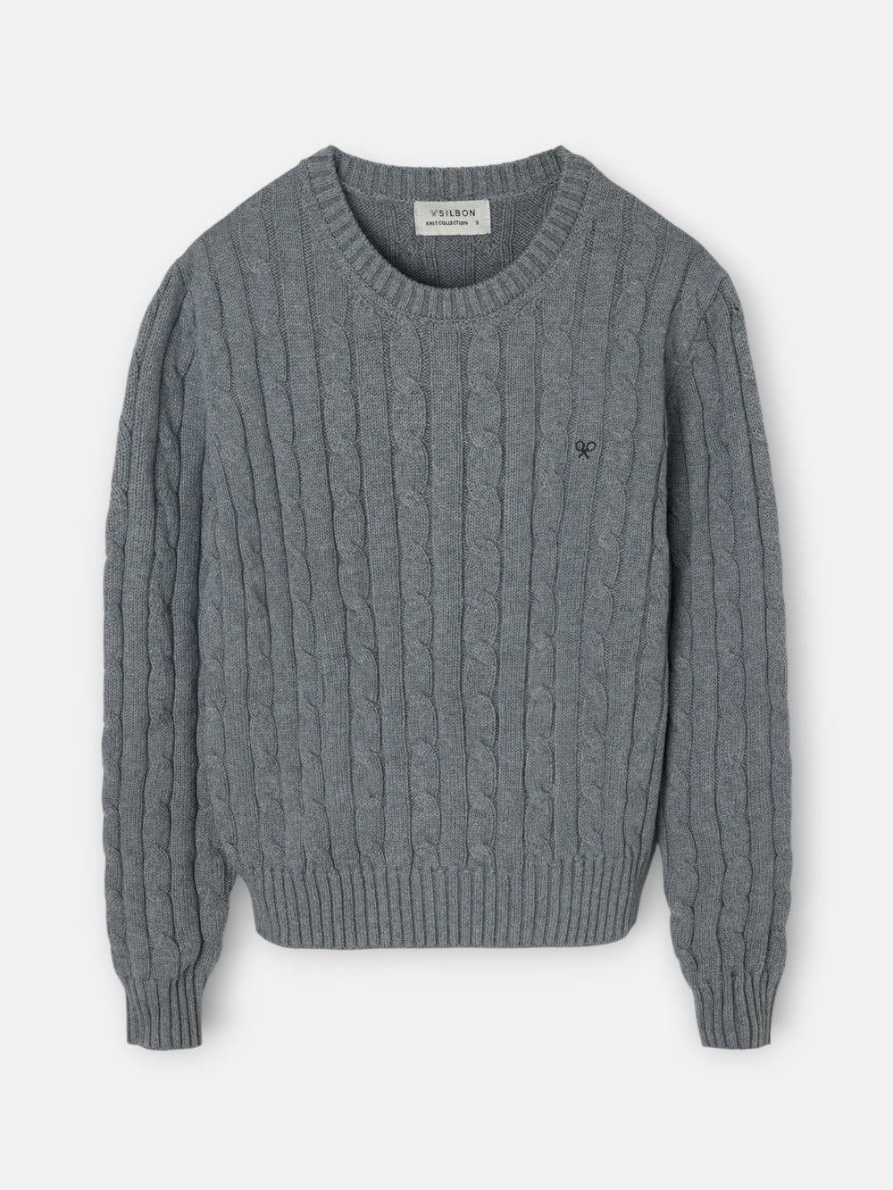 Pull en maille torsadée grise