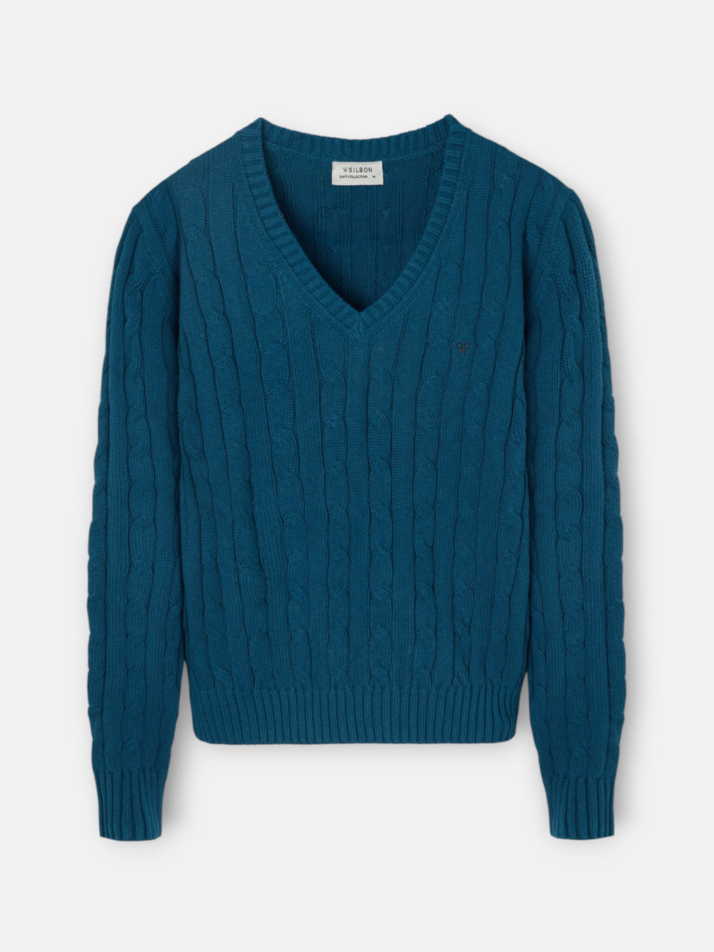 Camisola de malha com decote em bico verde