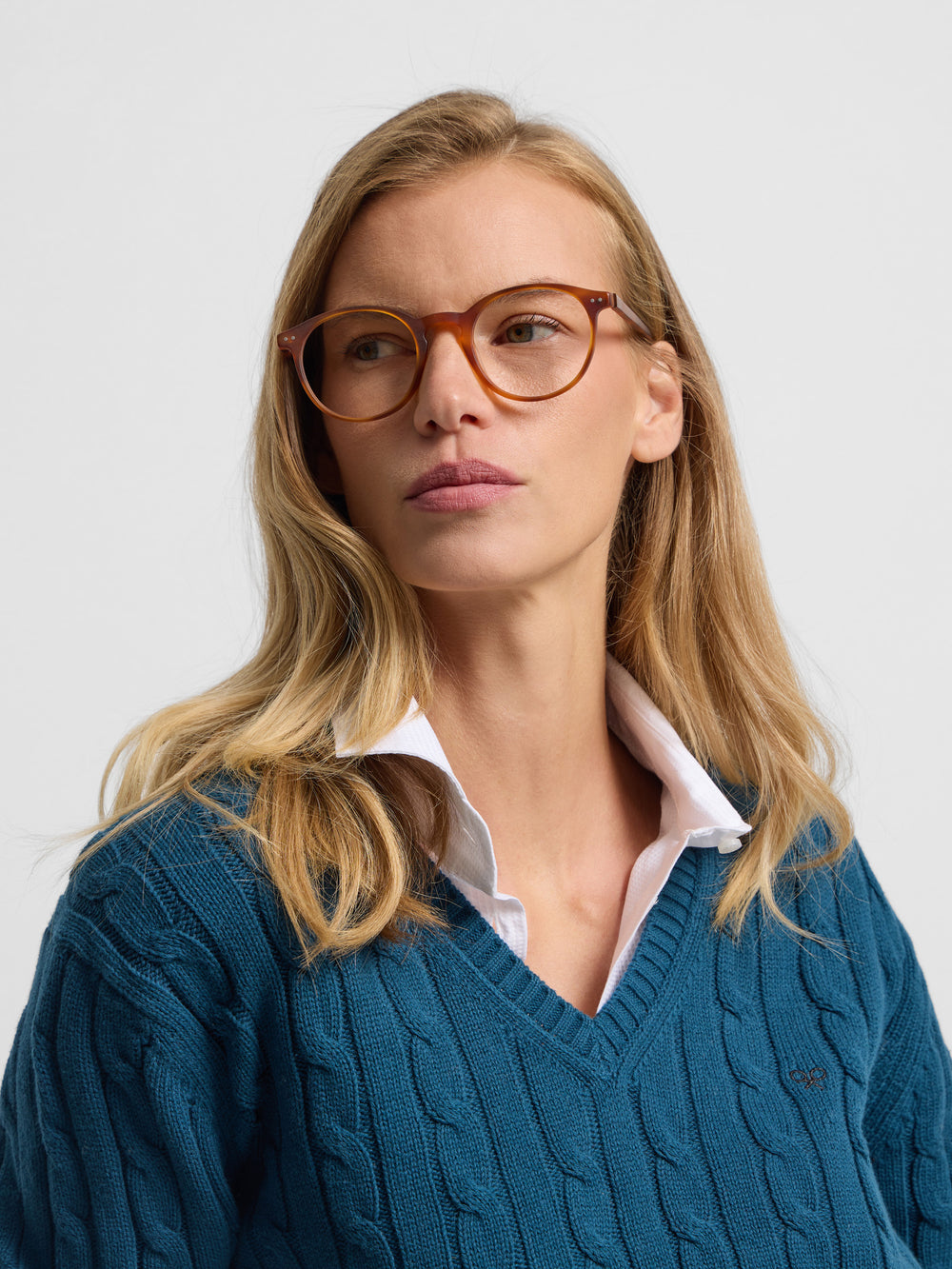 Camisola de malha com decote em bico verde