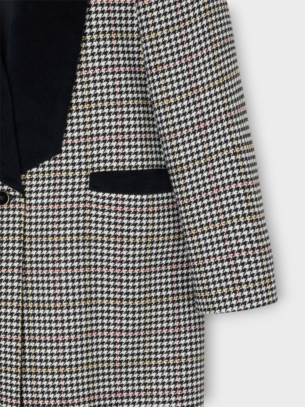 Abrigo largo solapa cuadros crudo y negro