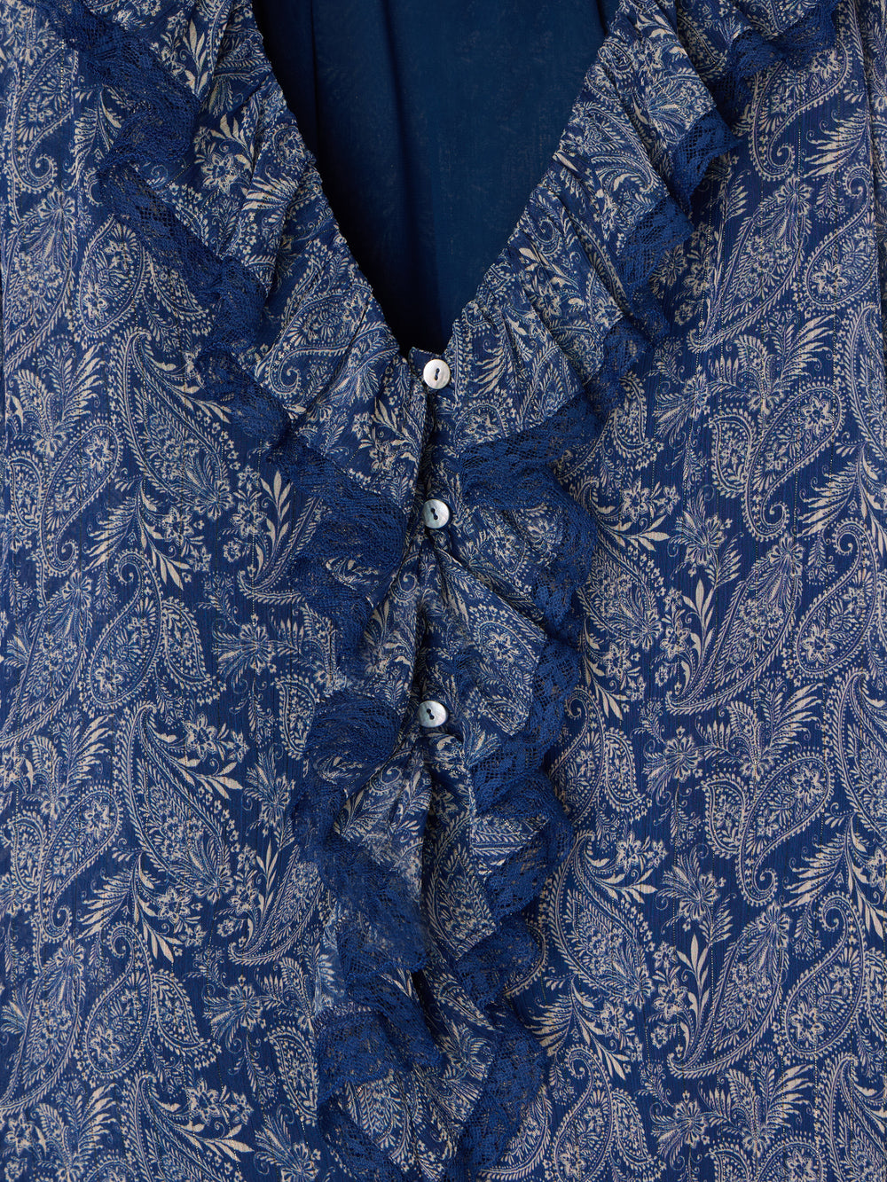 Vestido mini chorreras estampado azul