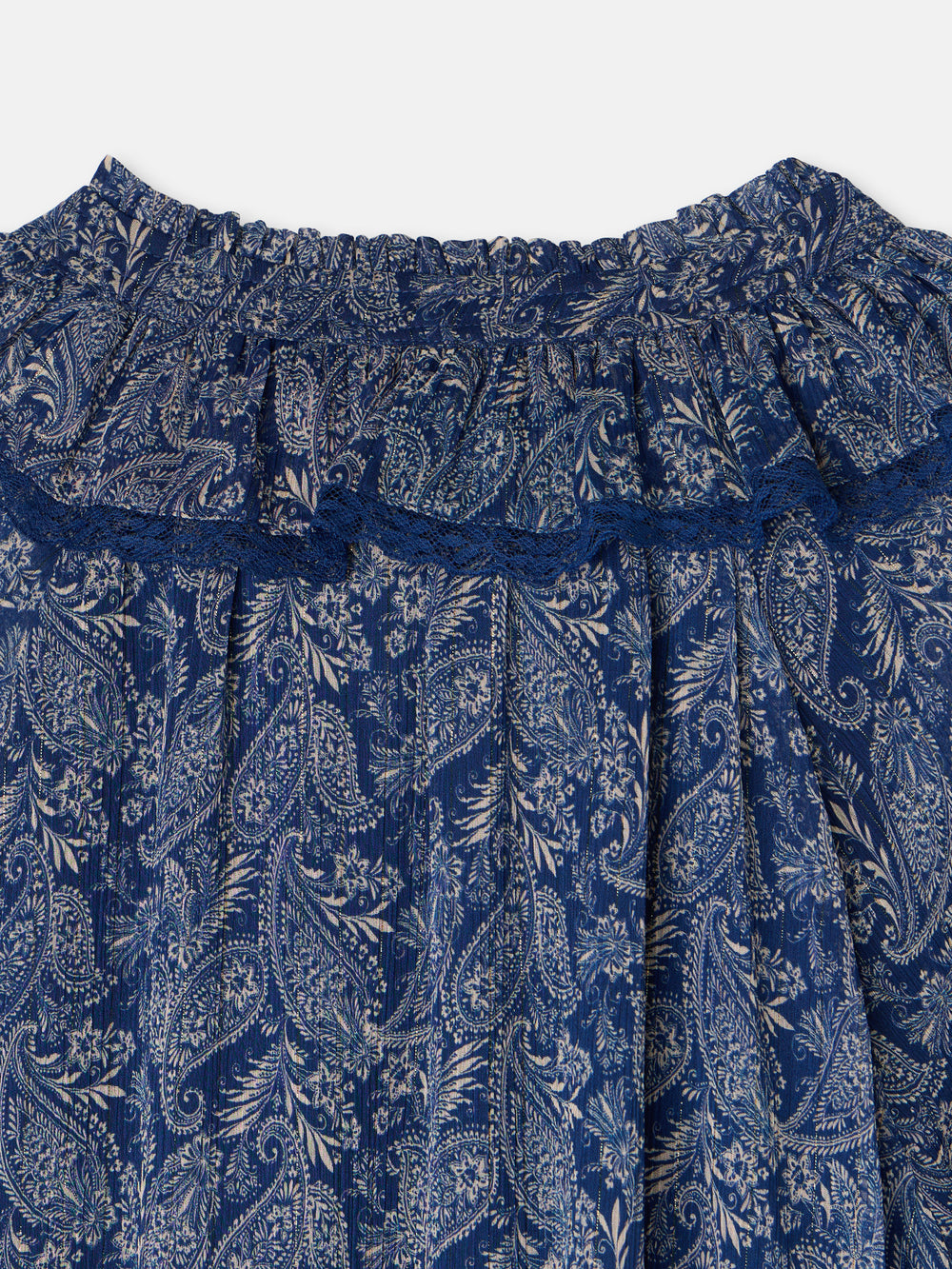 Vestido mini chorreras estampado azul