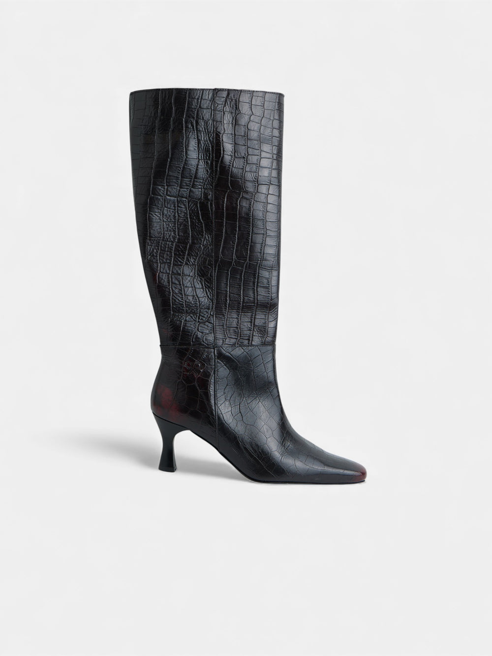 Black coconut leather high boot