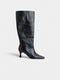 Bota alta piel coco negra
