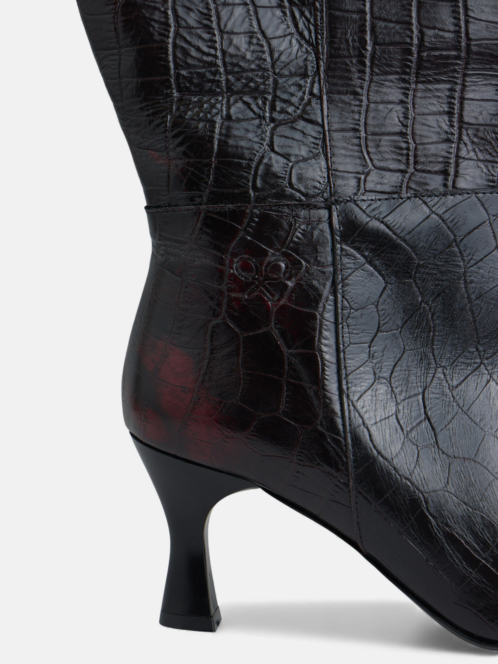 Black coconut leather high boot