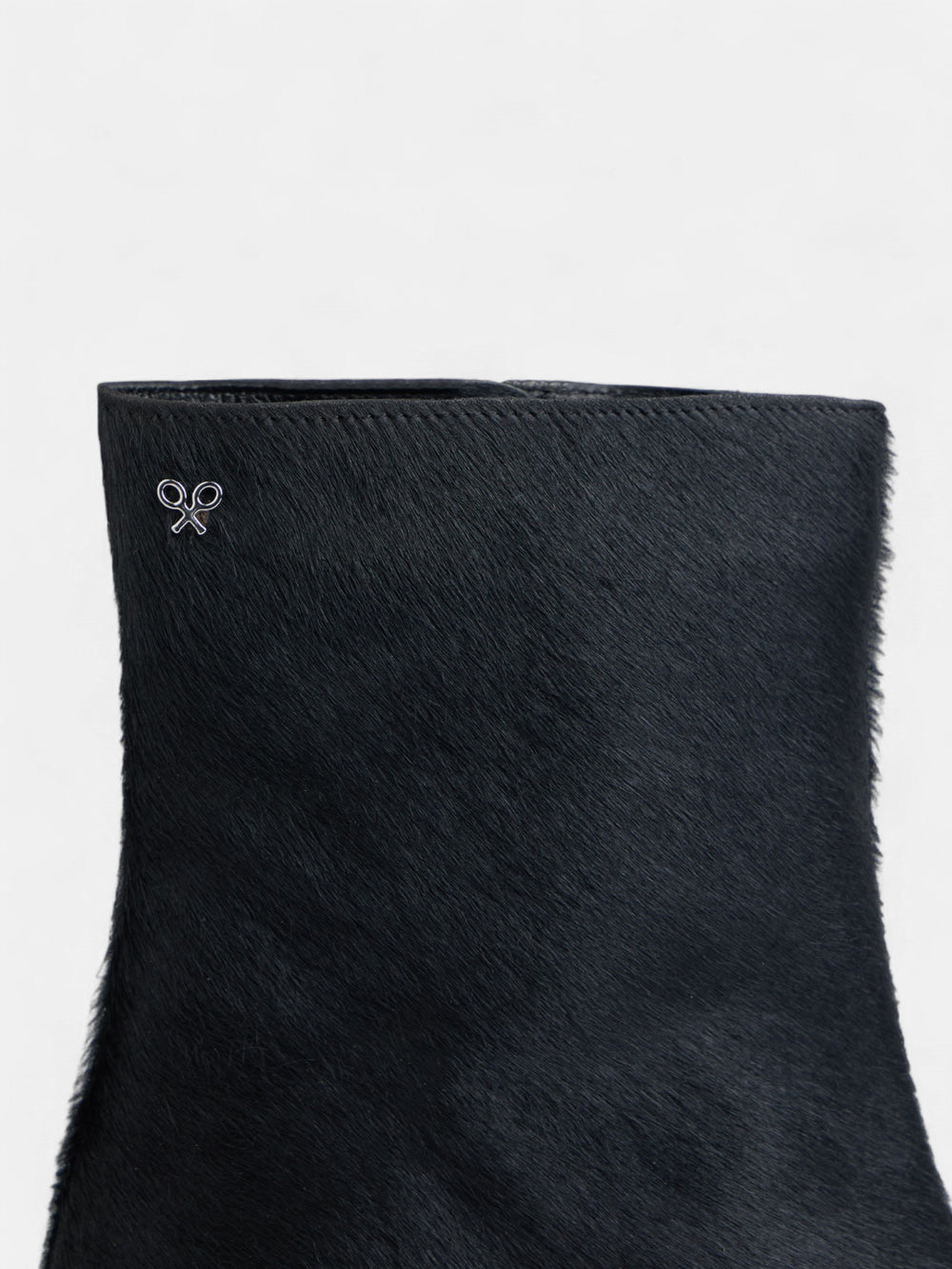 Black fur heeled bootie
