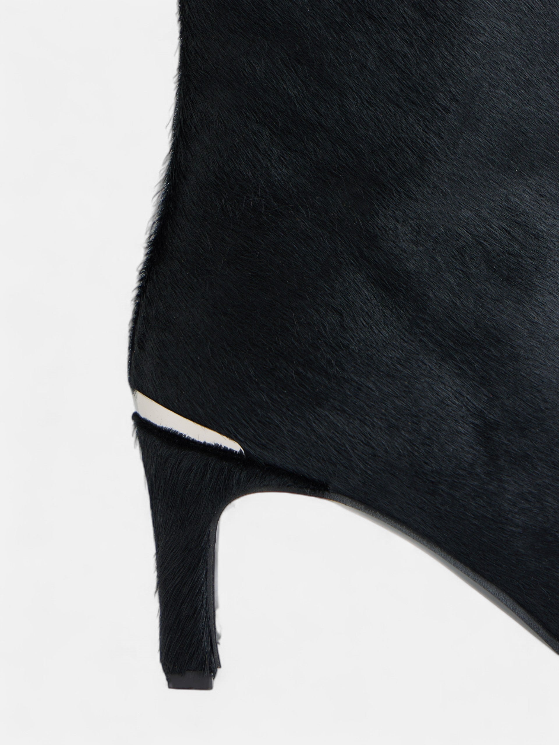 Black fur heeled bootie