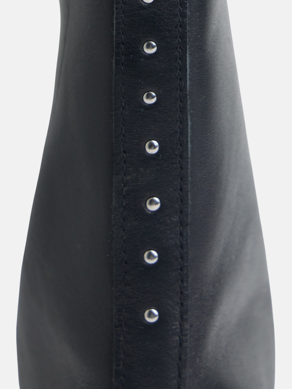 Black leather studded high boot