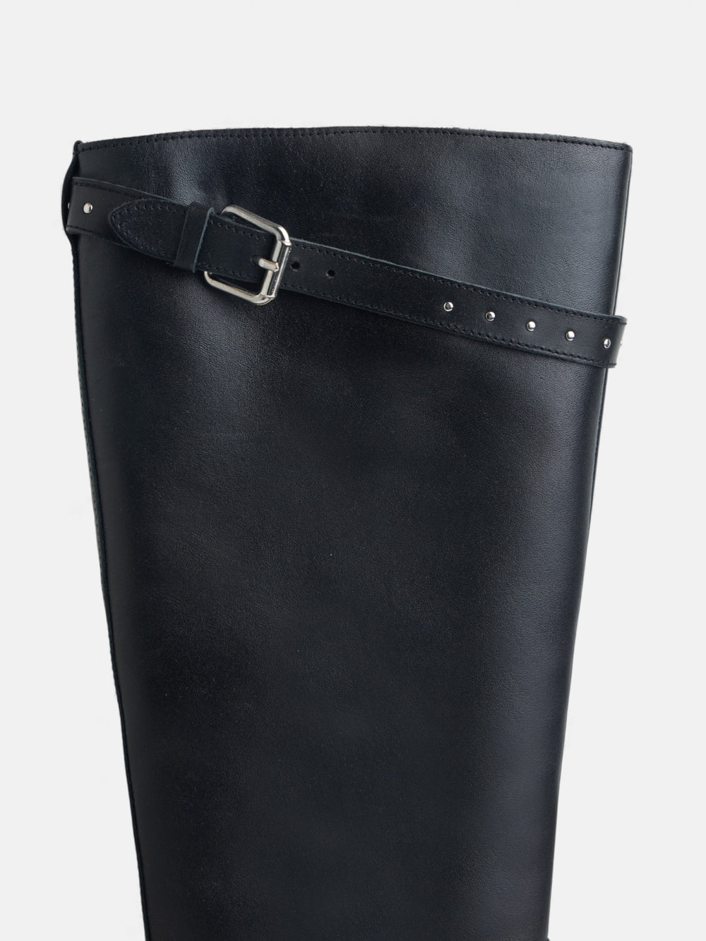 Black leather studded high boot
