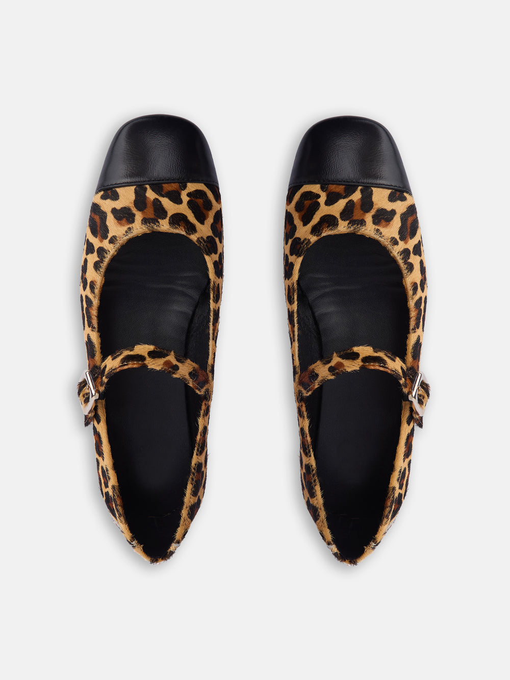Brown animal print leather ballerina