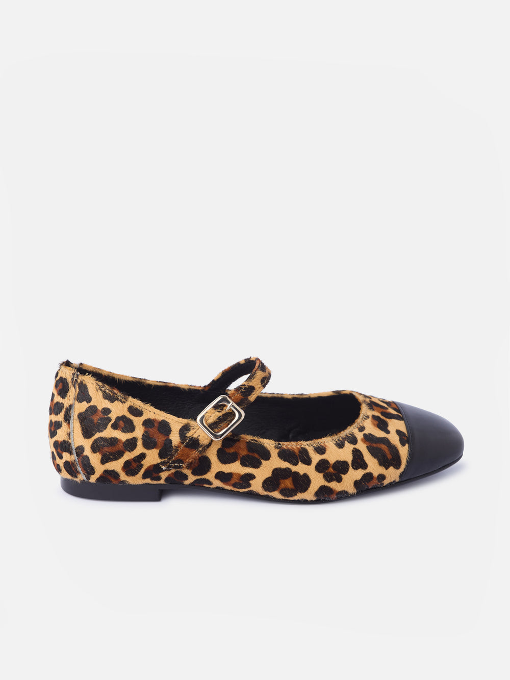 Brown animal print leather ballerina