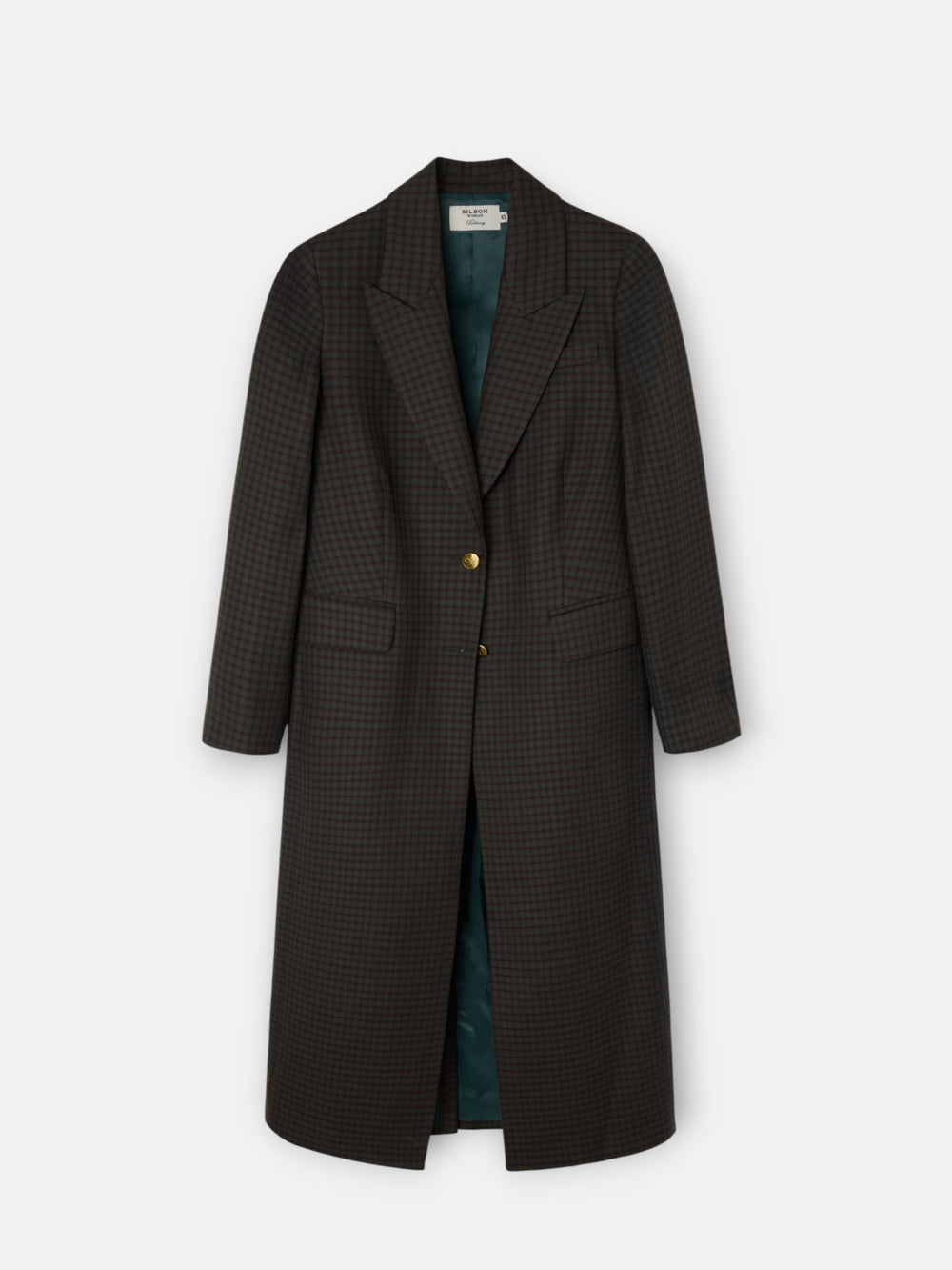 Casaco comprido clássico de xadrez verde