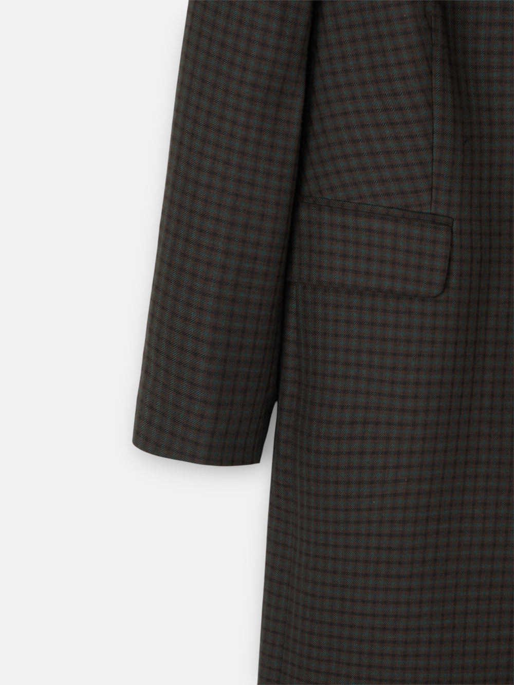 Casaco comprido clássico de xadrez verde