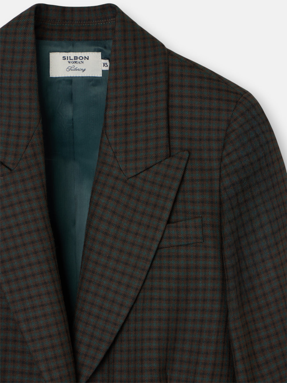 Casaco comprido clássico de xadrez verde