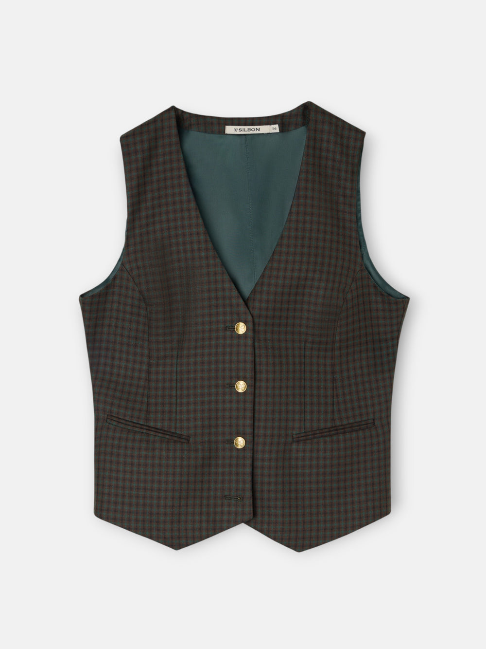 Chaleco clasico cuadros verdes