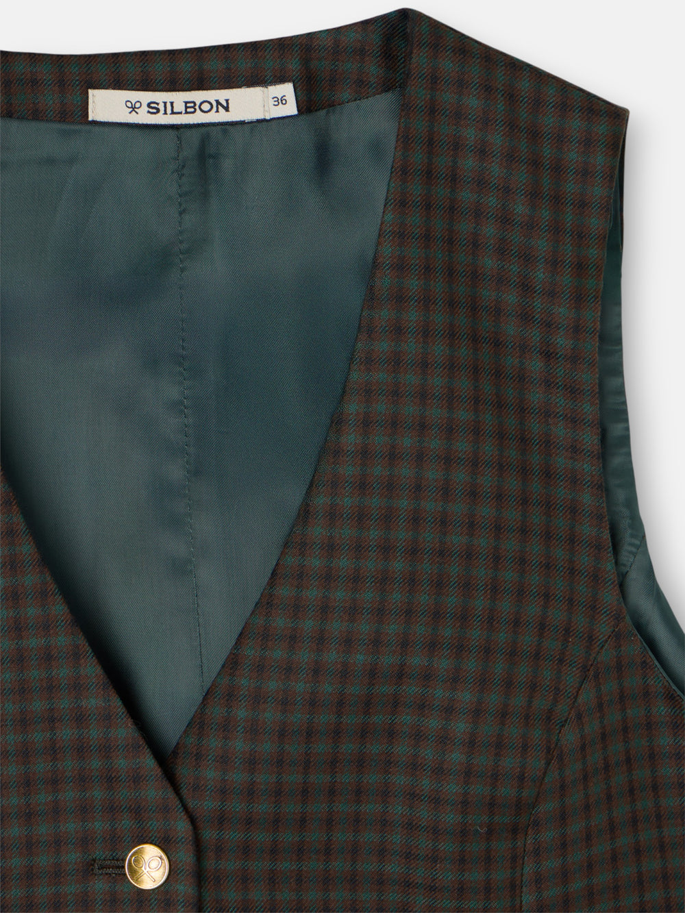 Chaleco clasico cuadros verdes