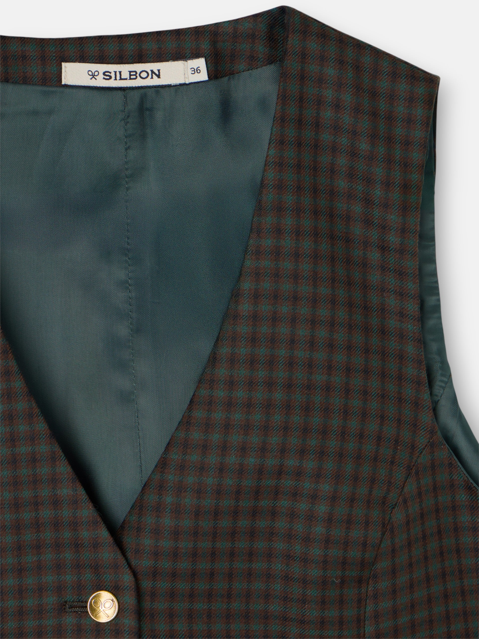 Colete clássico de xadrez verde