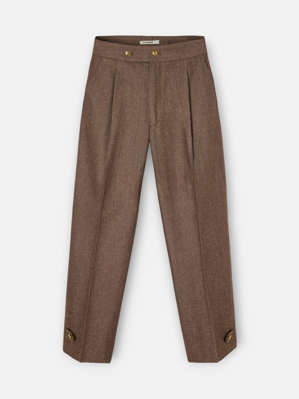 Pantalon vestir detalles espiga marron
