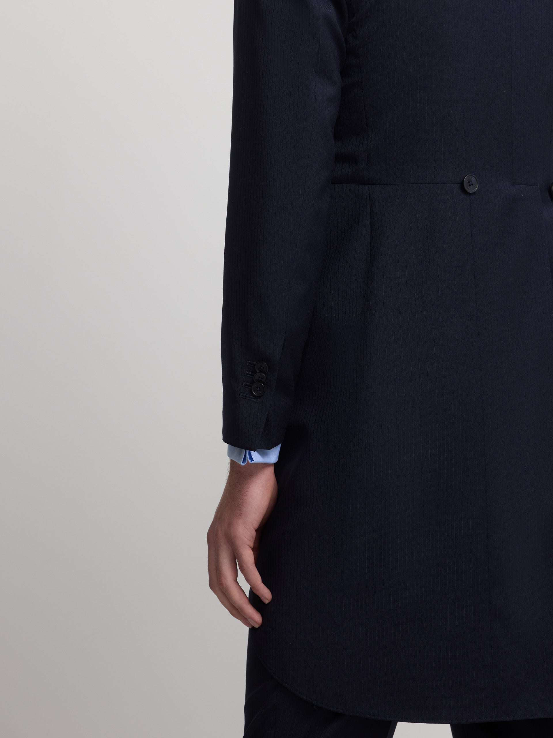 Navy blue herringbone tailcoat