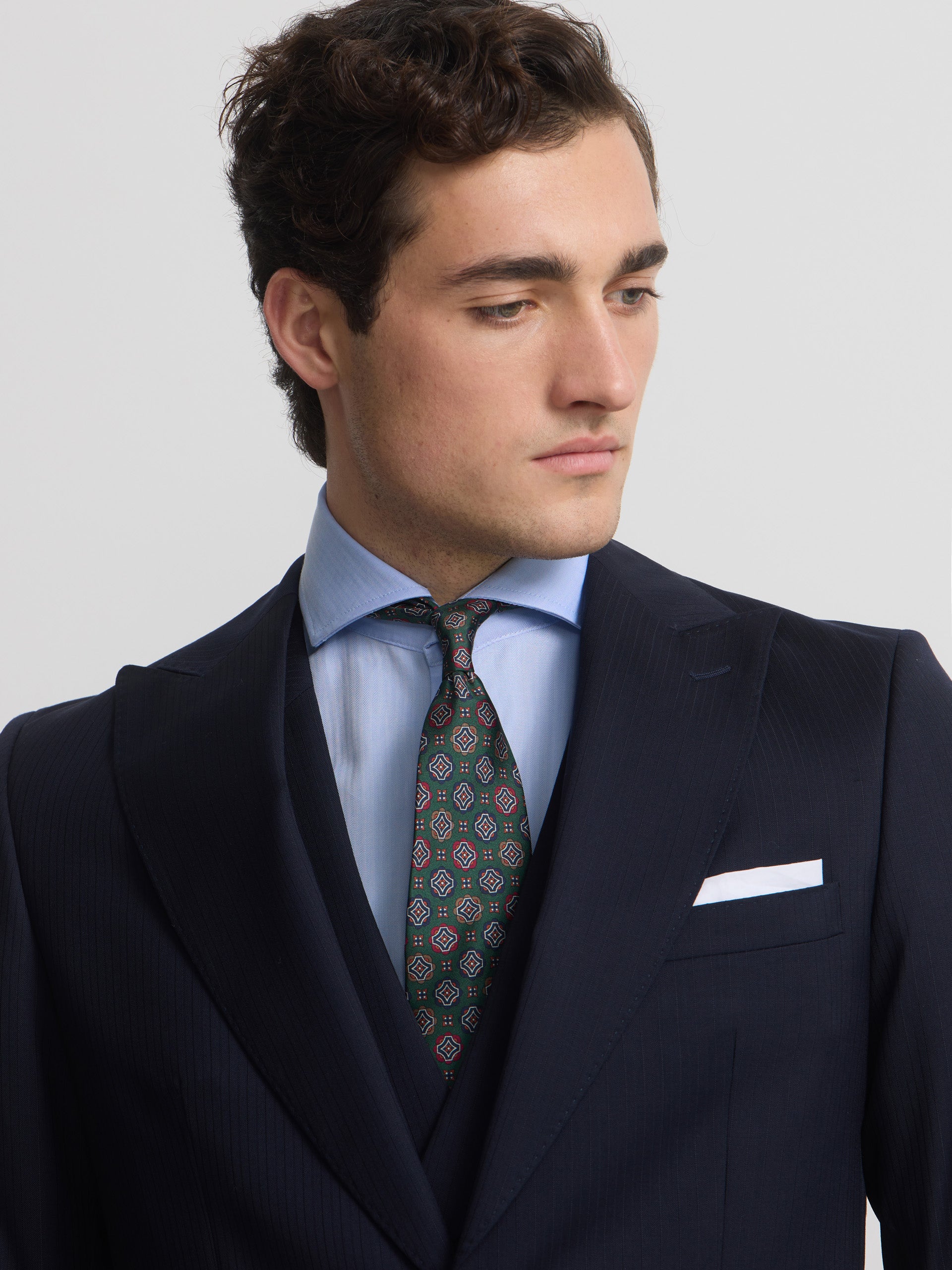 Navy blue herringbone tailcoat