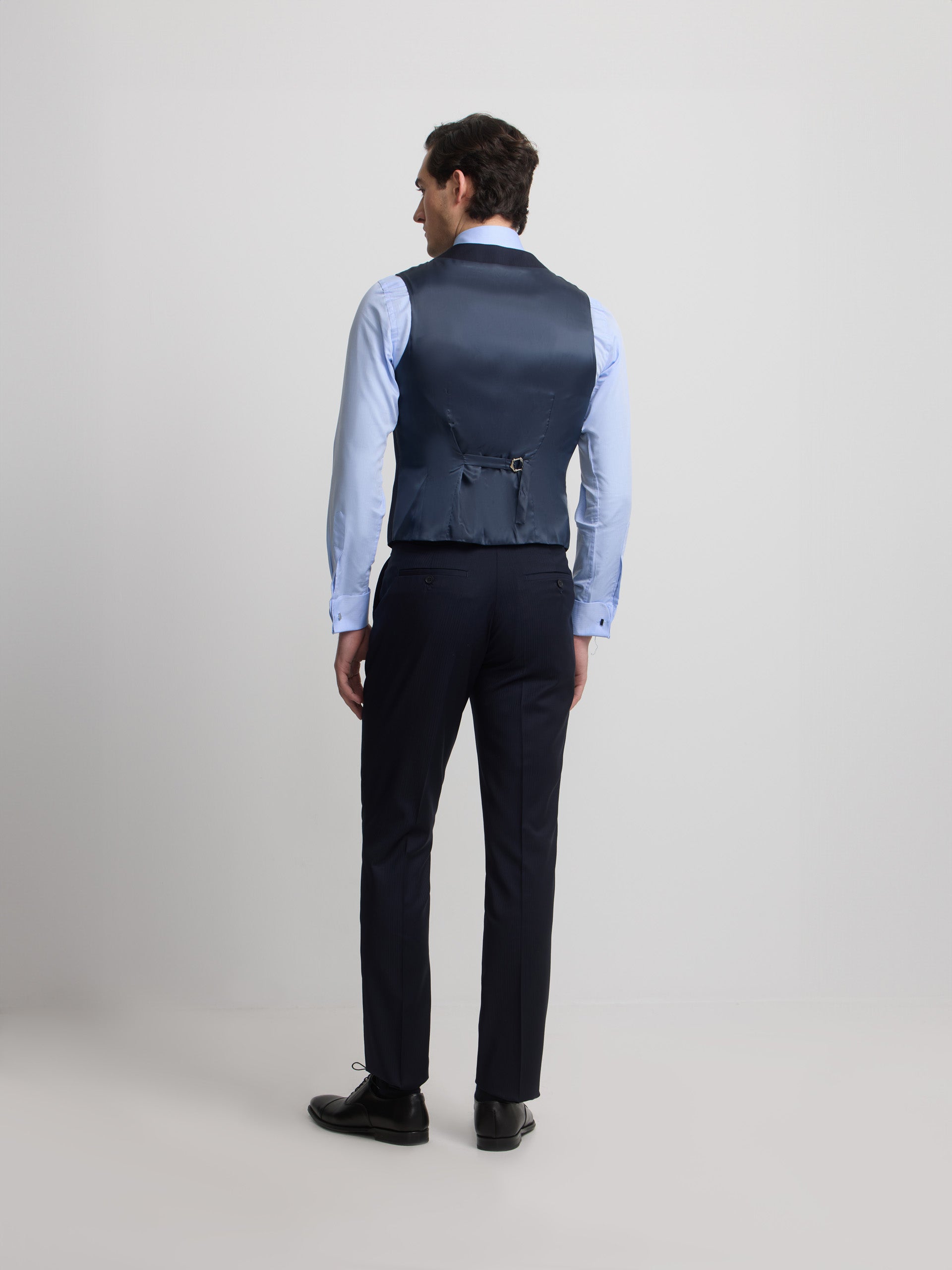Navy blue herringbone suit trousers