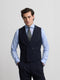 Navy blue herringbone waistcoat