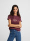T-shirt mulher bordado étnico multicolor bordeaux