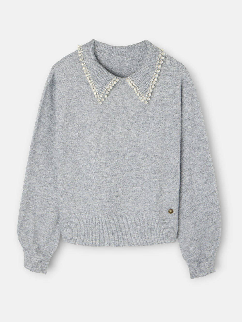 Pull col polo gris