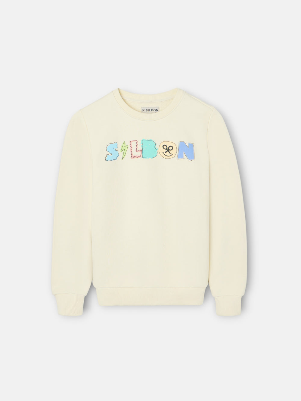 Sweatshirt kids letras silbon creme