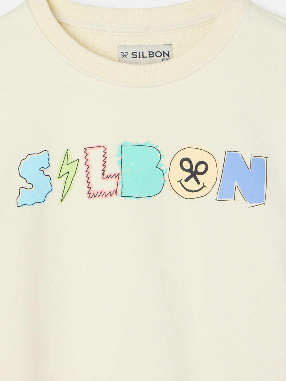 Sweatshirt kids letras silbon creme