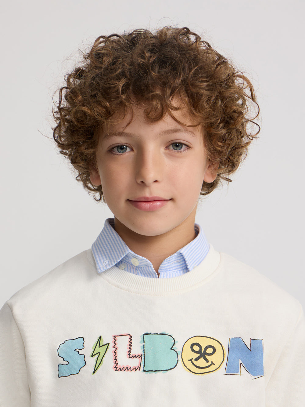 Sweatshirt kids letras silbon creme