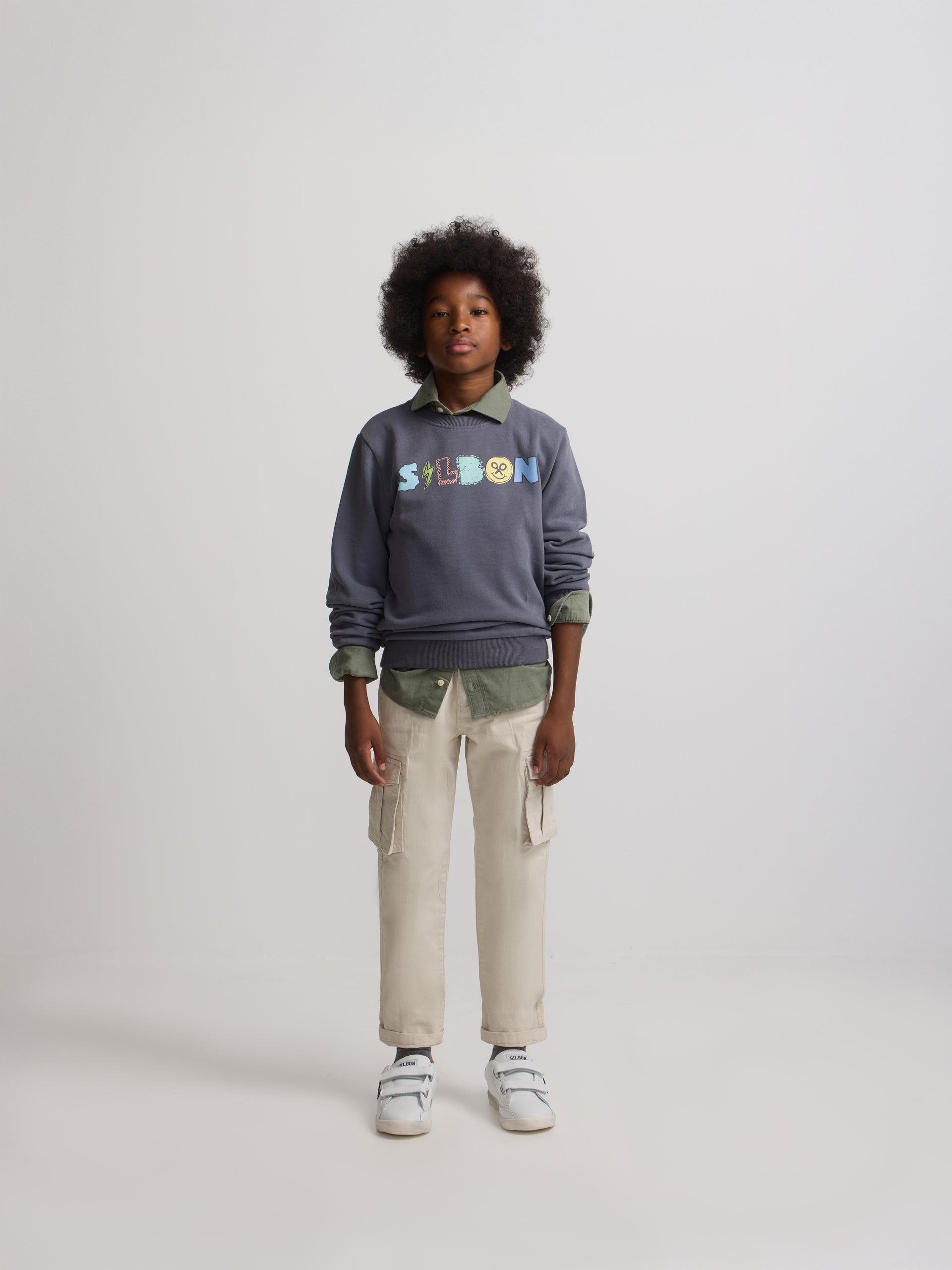 Sudadera kids letras silbon azul marino