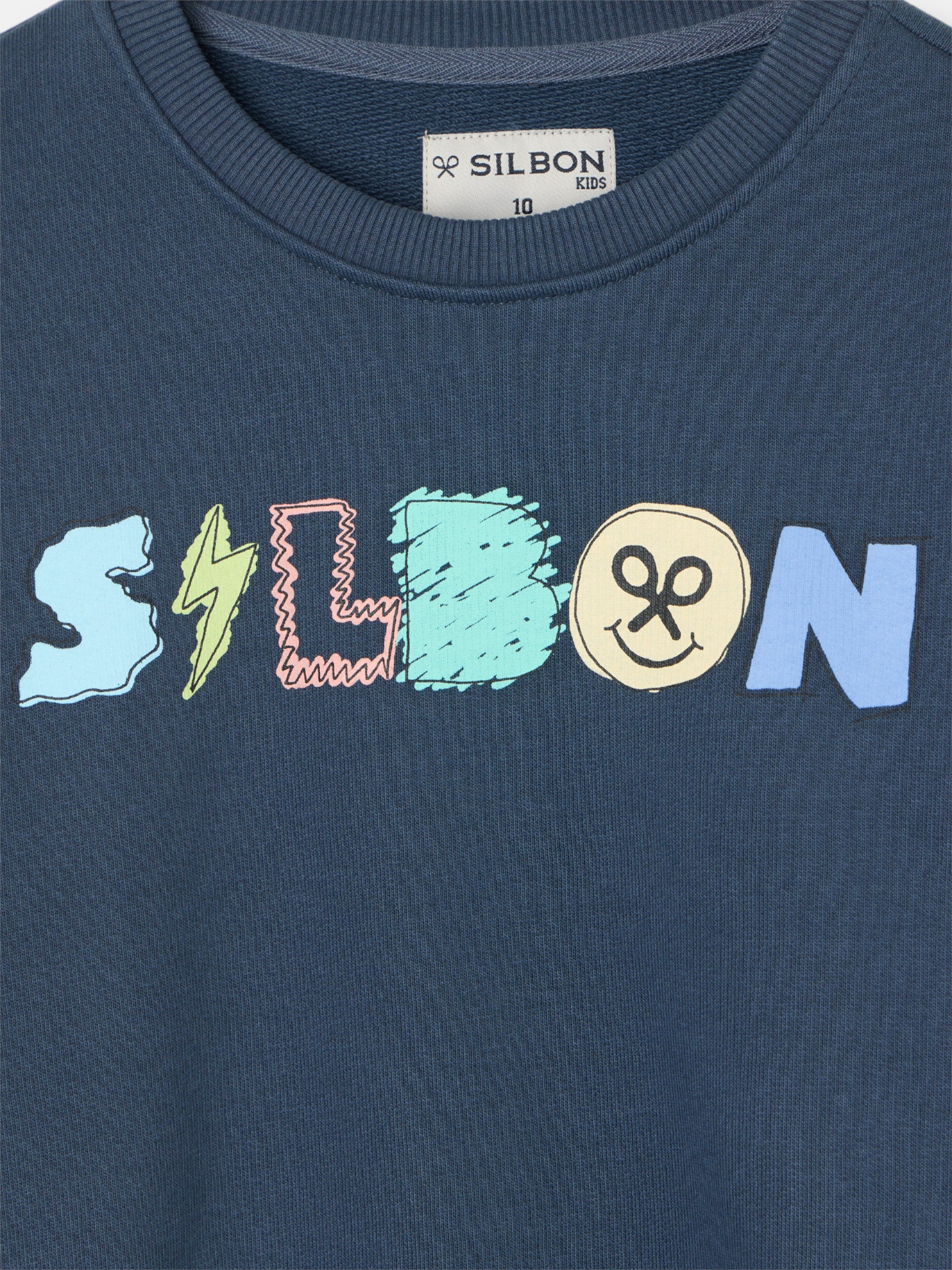 Sudadera kids letras silbon azul marino