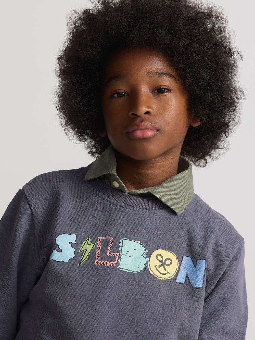 Sweatshirt kids letras silbon azul marinho