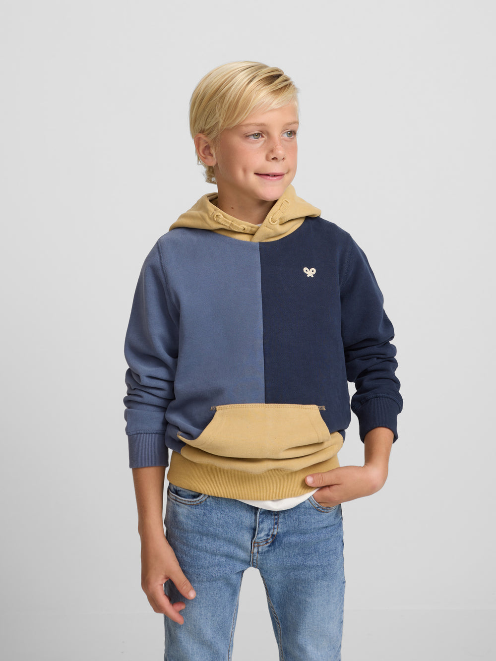 Sweatshirt kids hoodie multicolor azul mostarda