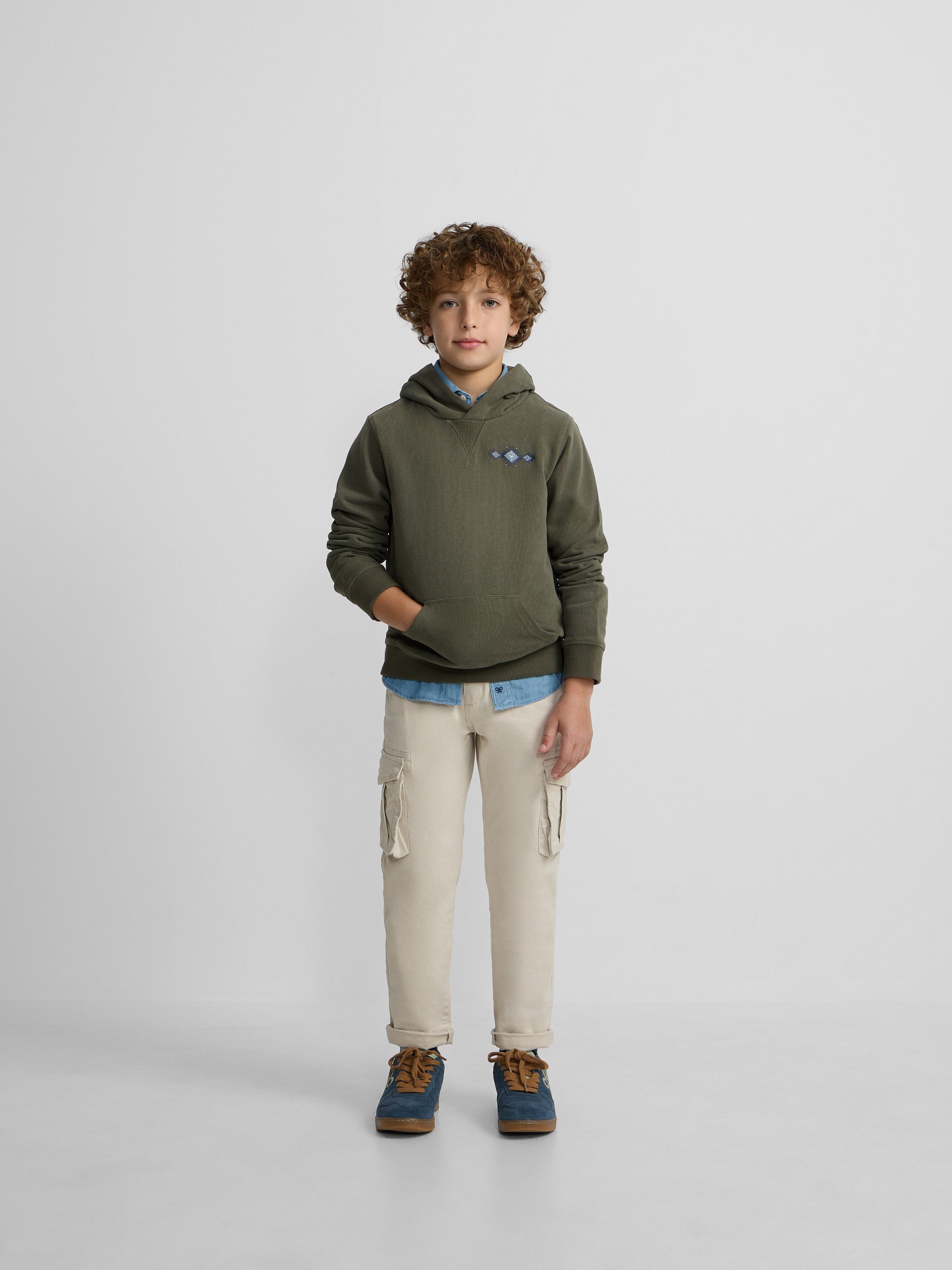 Sudadera kids hoodie cordon etnico verde