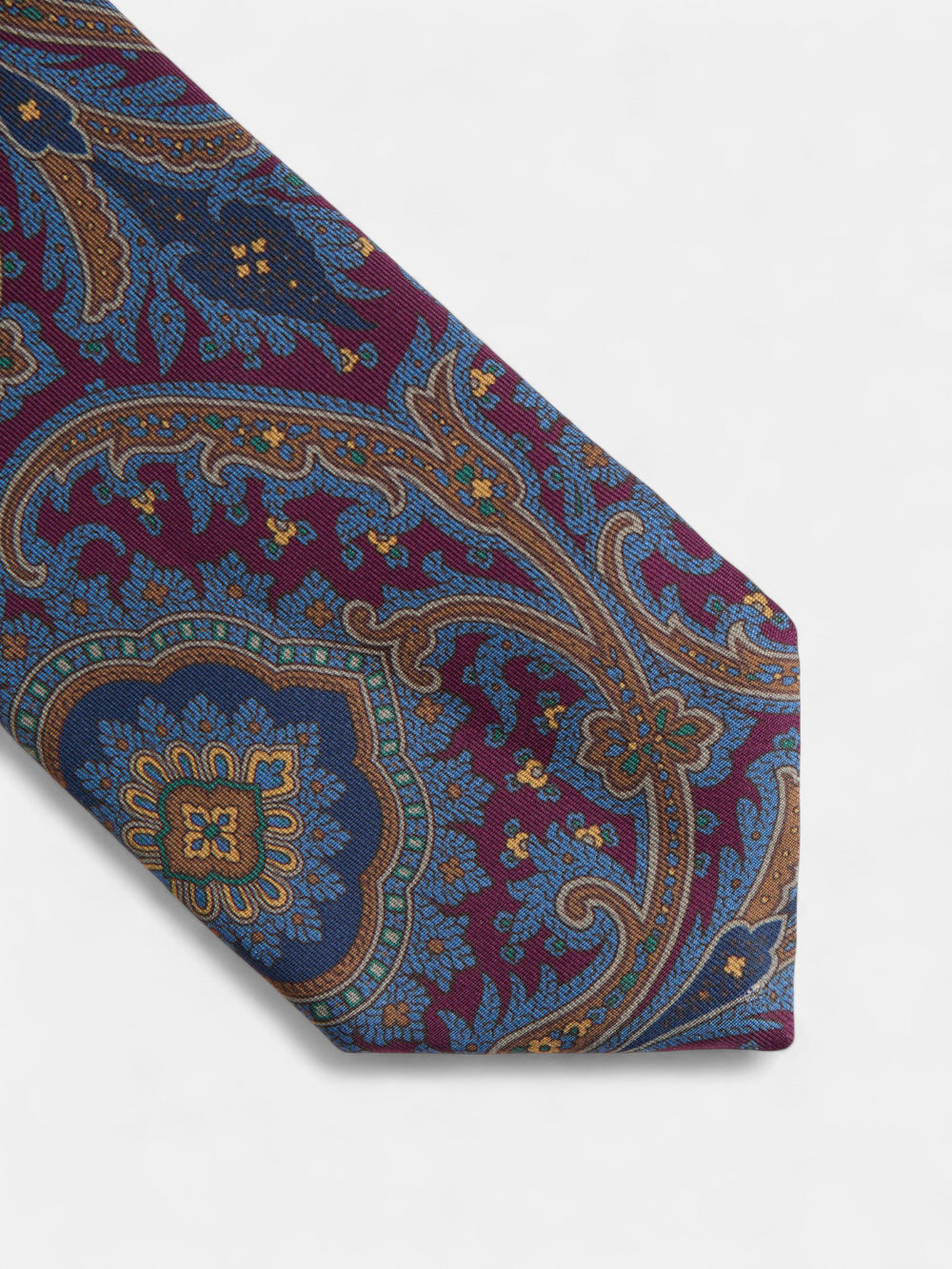 Corbata estampado acanto burdeos