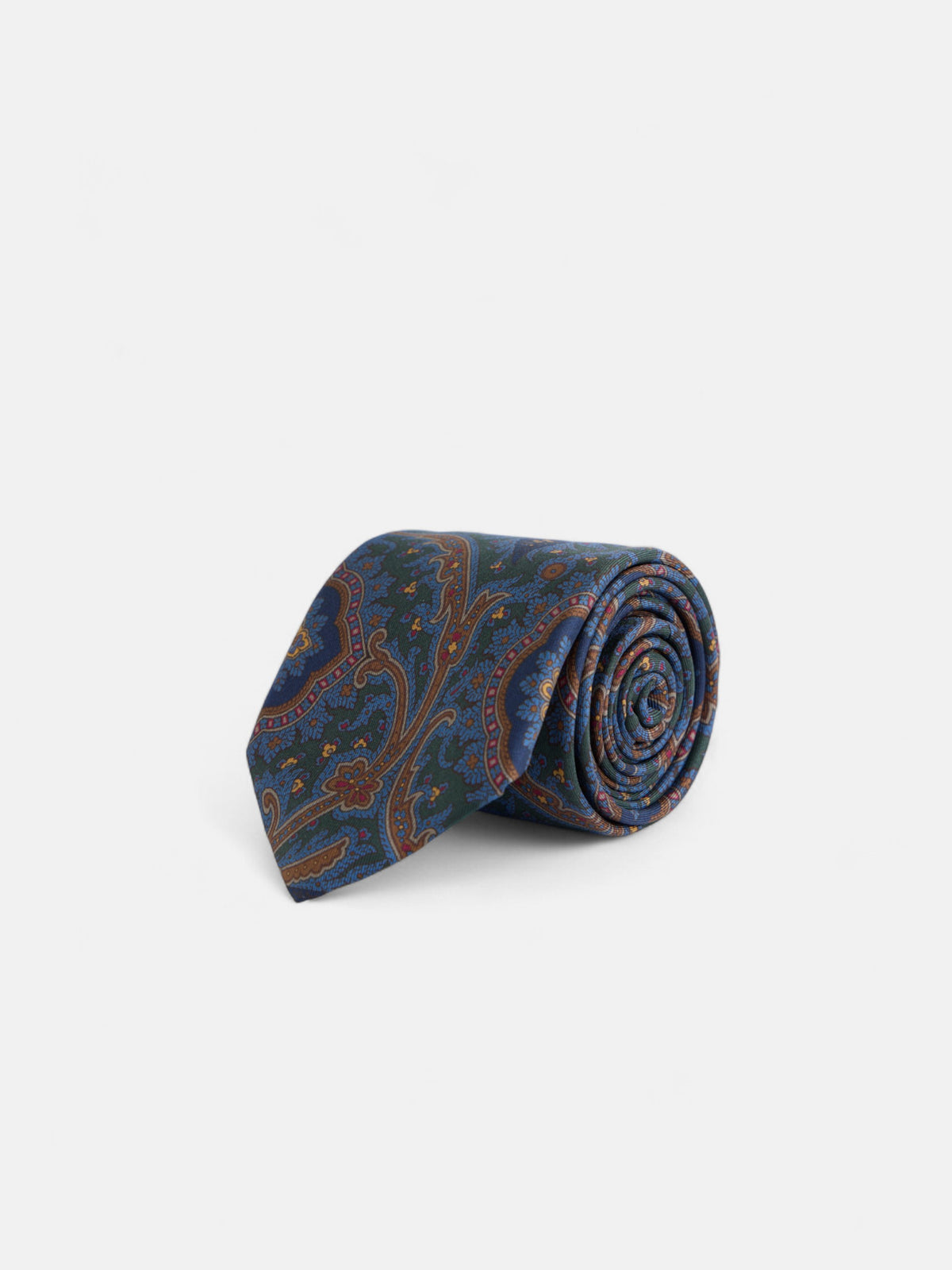 Green acanthus print tie
