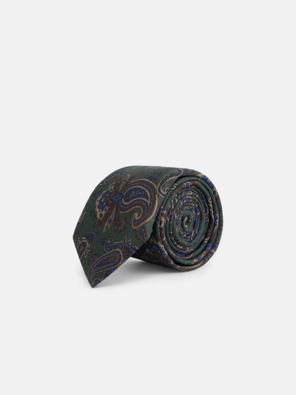 Gravata estampada paisley verde