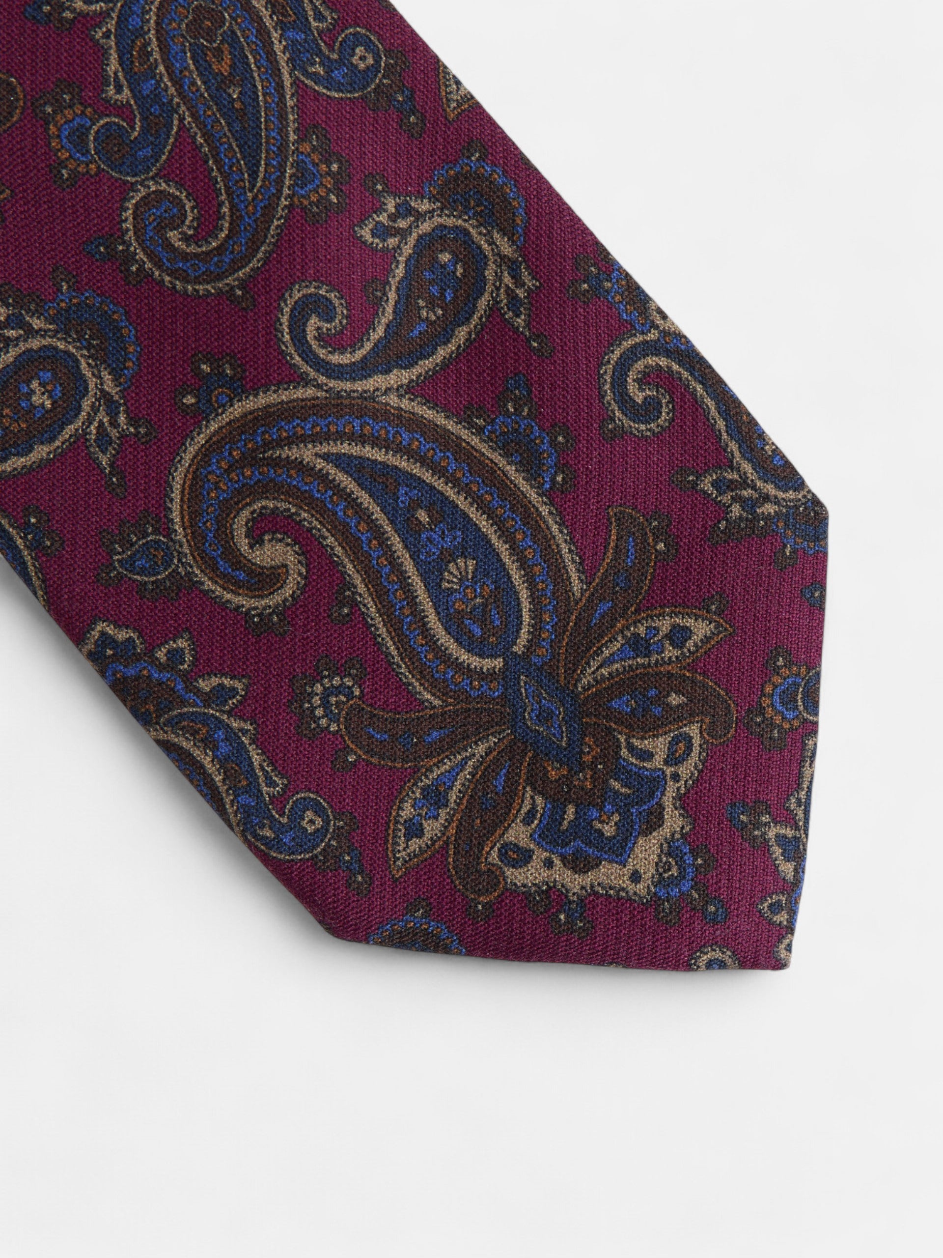 Corbata estampada pasley burdeos