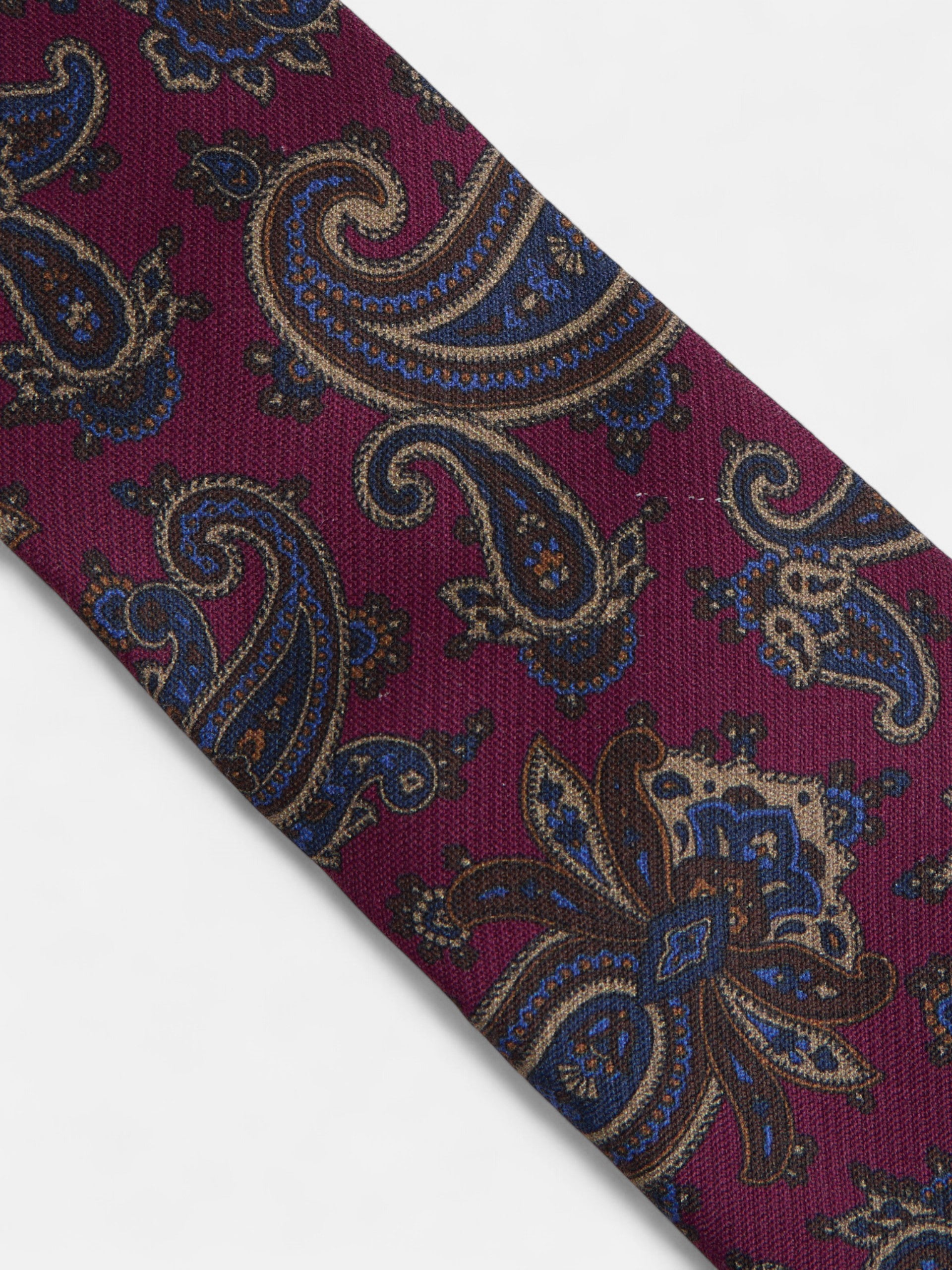 Corbata estampada pasley burdeos