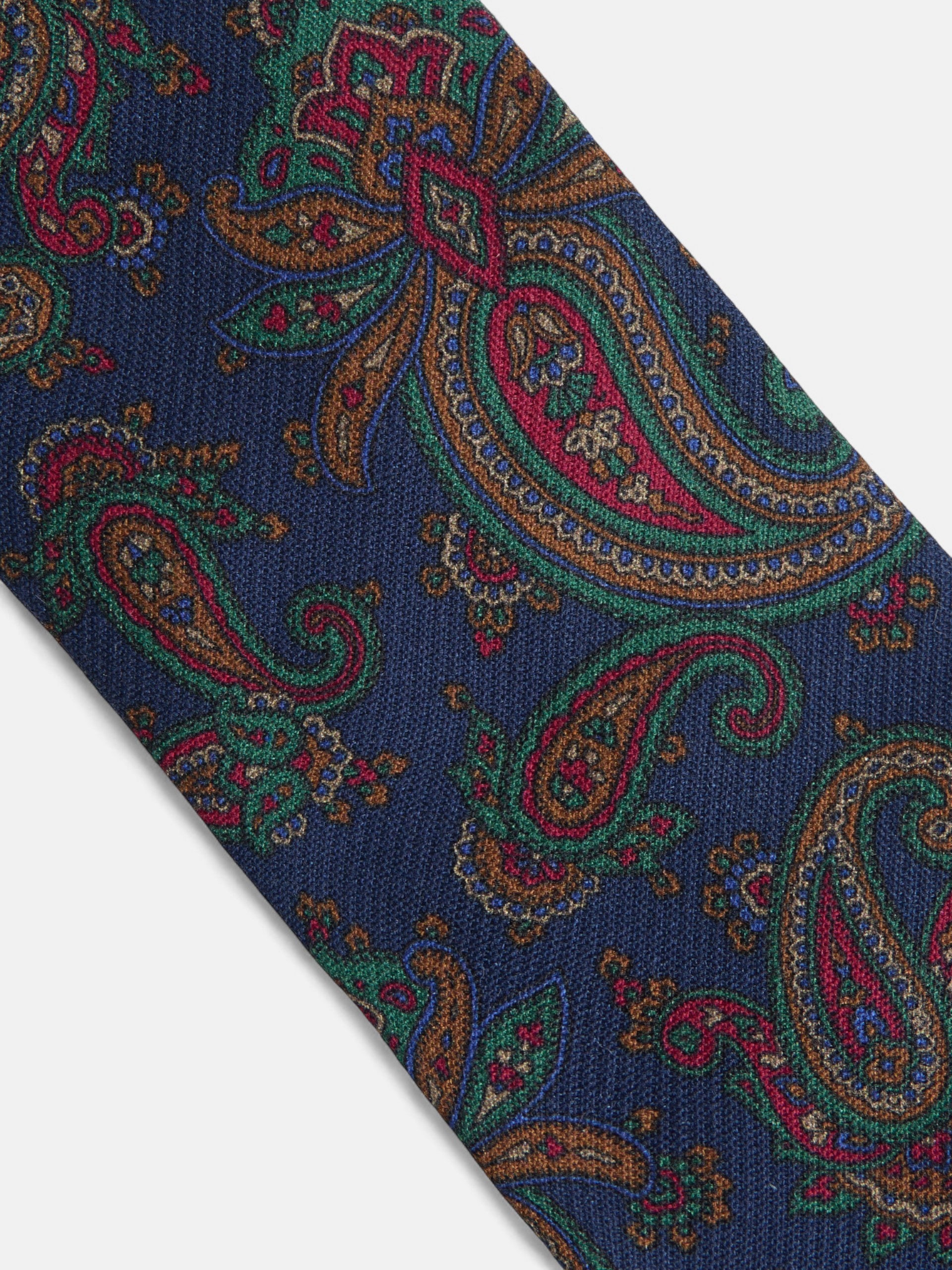 Gravata estampada paisley azul-marinho