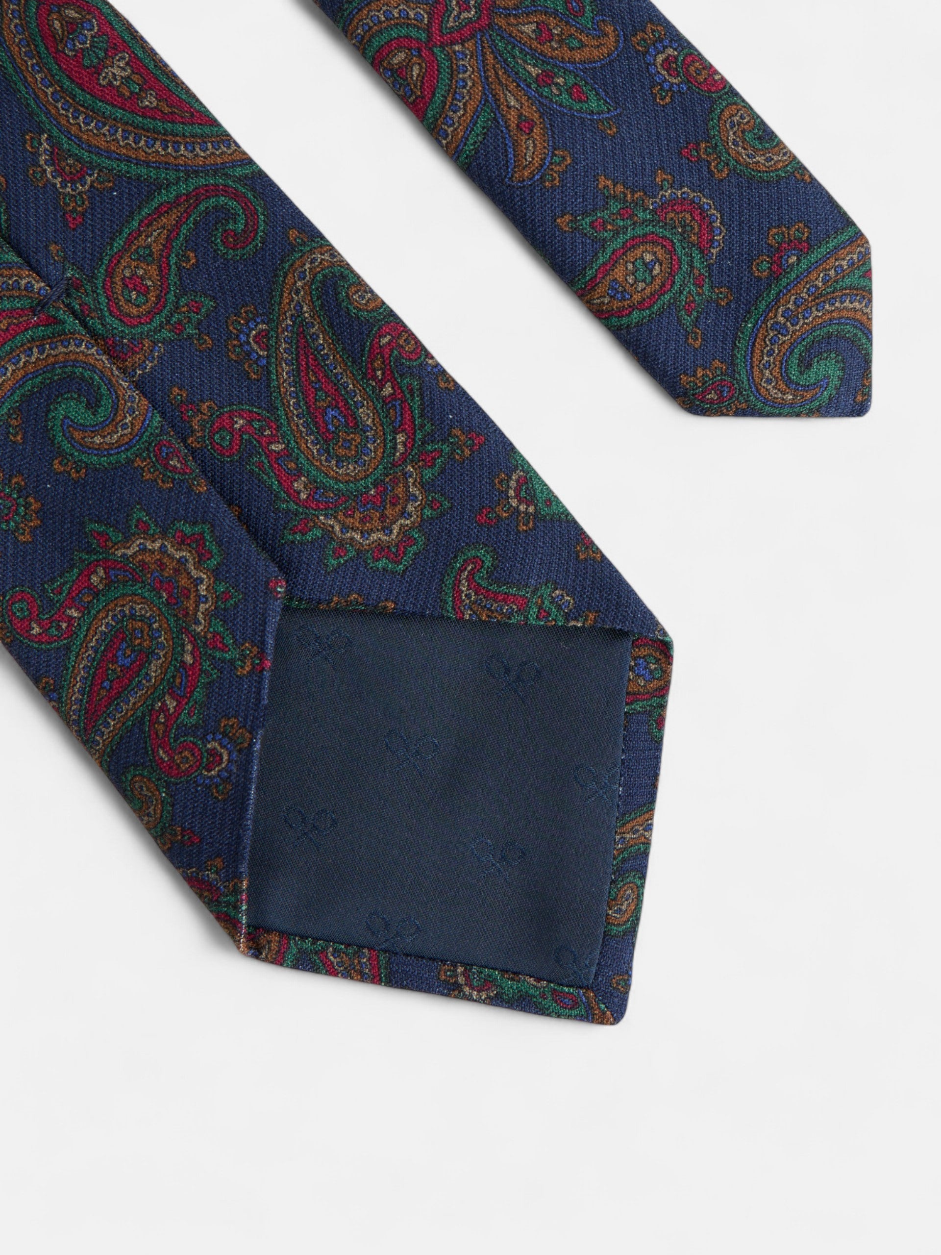 Gravata estampada paisley azul-marinho