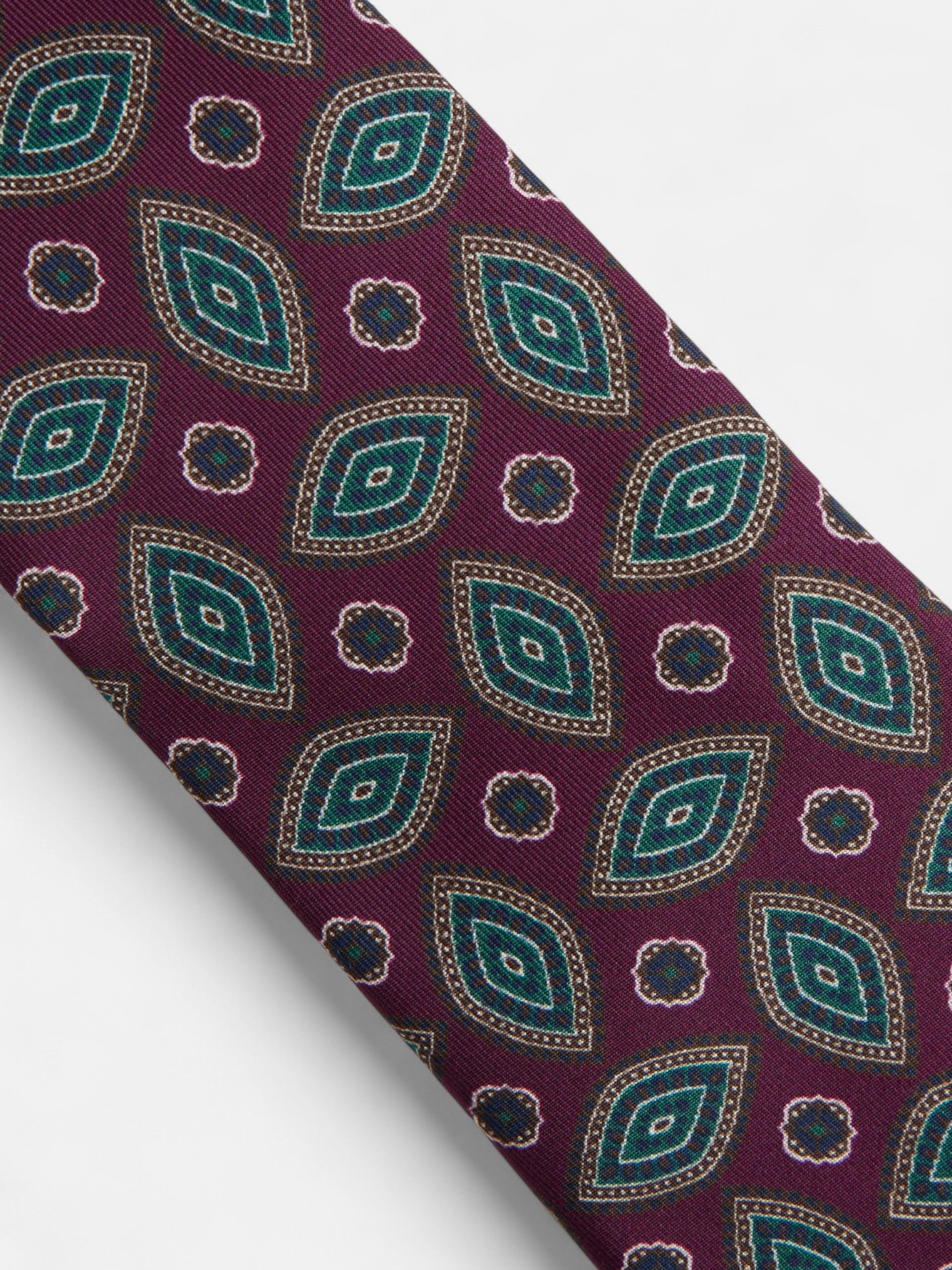 Gravata vintage com padrão oval bordeaux