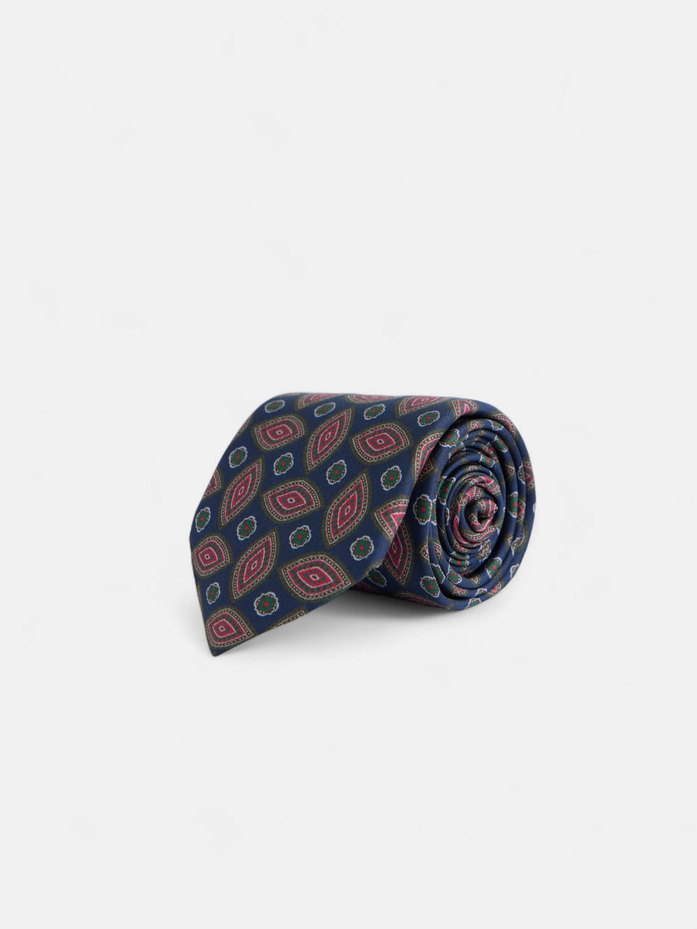 Gravata vintage com padrão oval azul-marinho