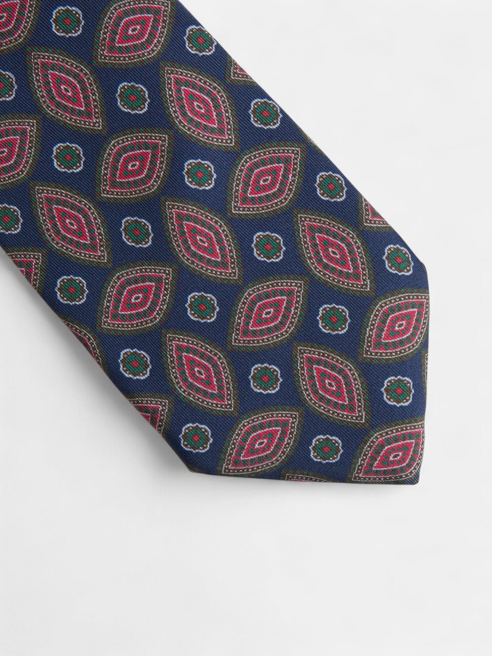 Gravata vintage com padrão oval azul-marinho