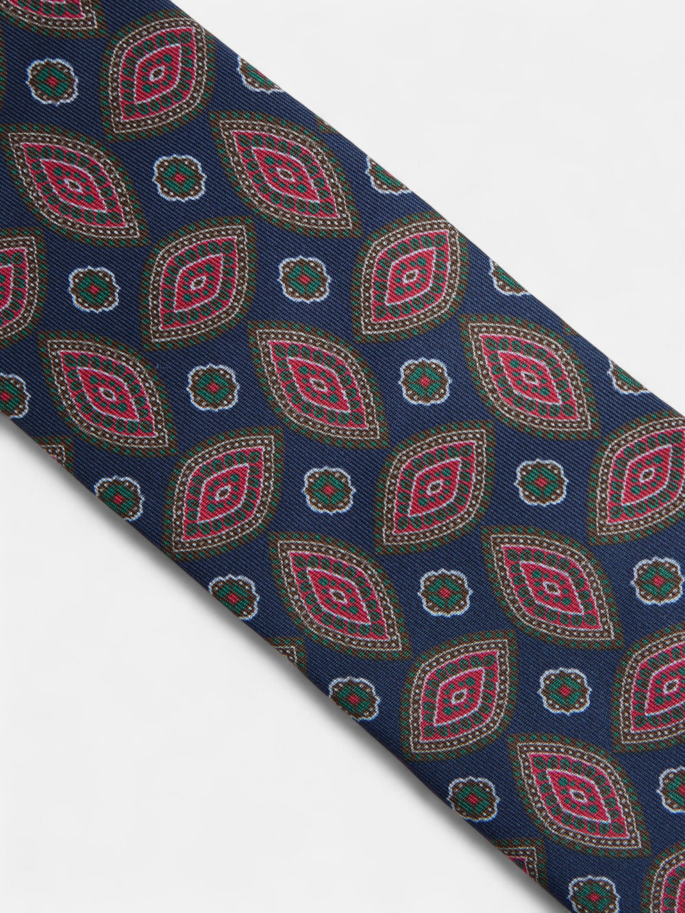 Gravata vintage com padrão oval azul-marinho