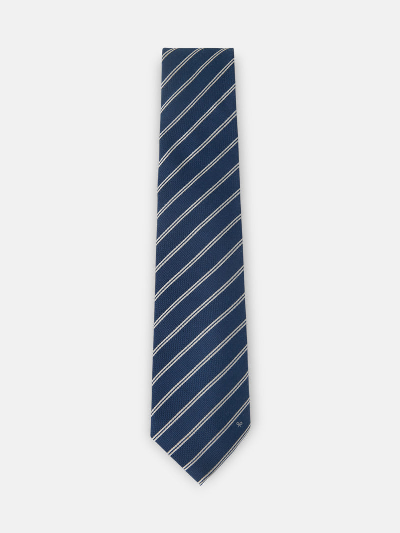 Corbata raya doble raqueta azul marino