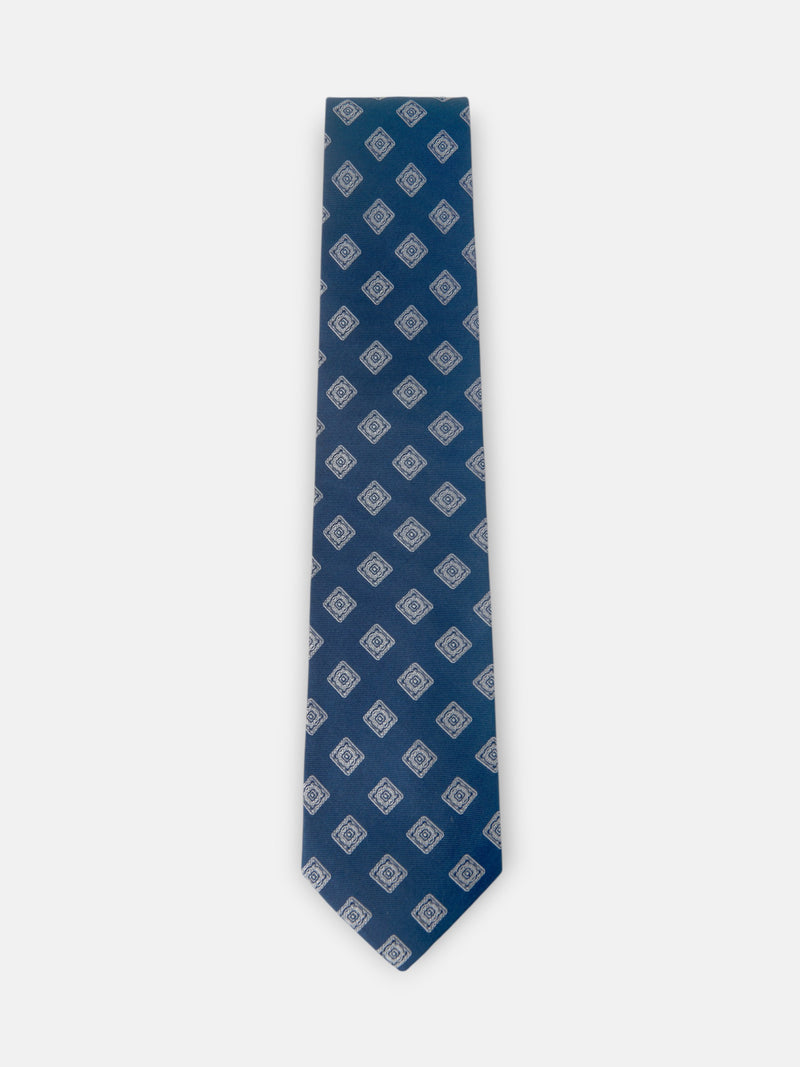 Cravate motif carreau bleu marine